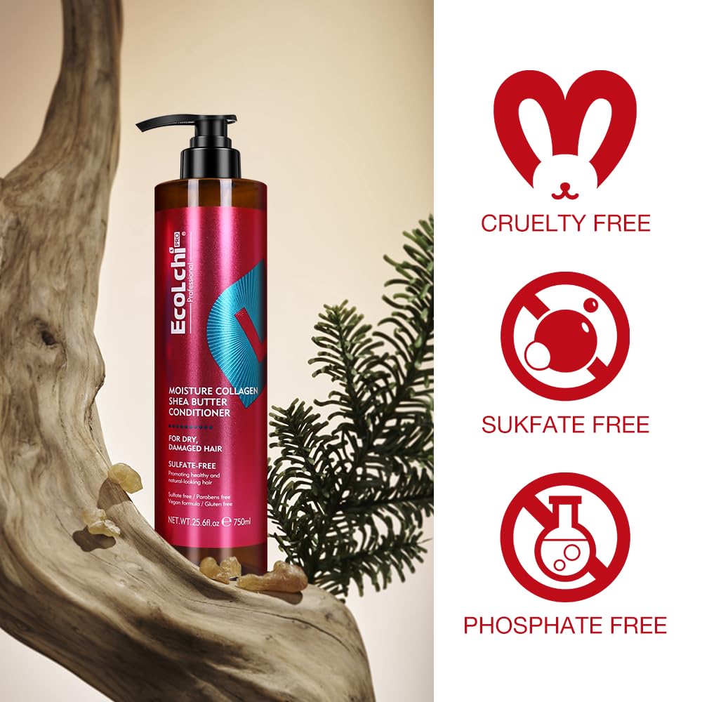 Ecolchi Collagen Shampoo and Conditioner Set Natural Ingredien Moisture Deep Conditioning Shampoo and Conditioner for Dry and Damaged All Hair Types 2X200ml