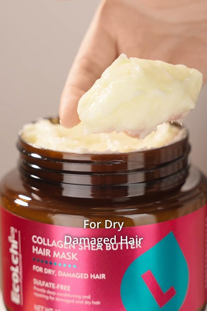 Ecolchi Collagen Hair Mask Deep Repair Conditioning Collagen Shea Butter Hair Treatment for Dry and Damaged Hair All Hair Types-200gm