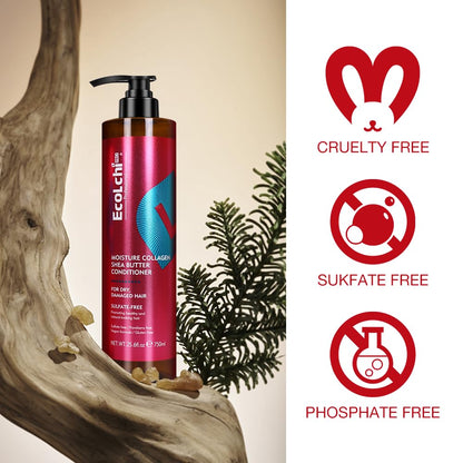 Ecolchi Collagen Shampoo and Conditioner Set Natural Ingredien Moisture Deep Conditioning Shampoo and Conditioner for Dry and Damaged All Hair Types 2X200ml